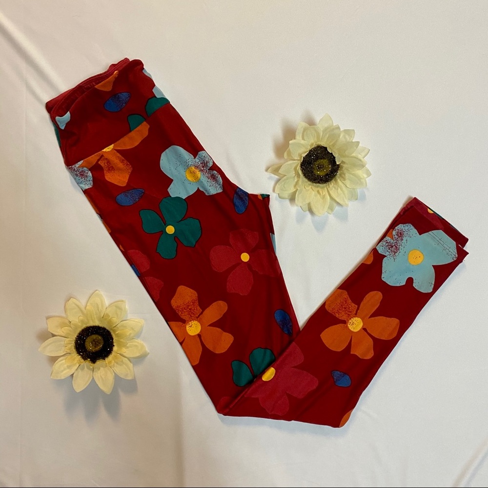 NEW Lularoe OS Multicolor Flower Print Leggings